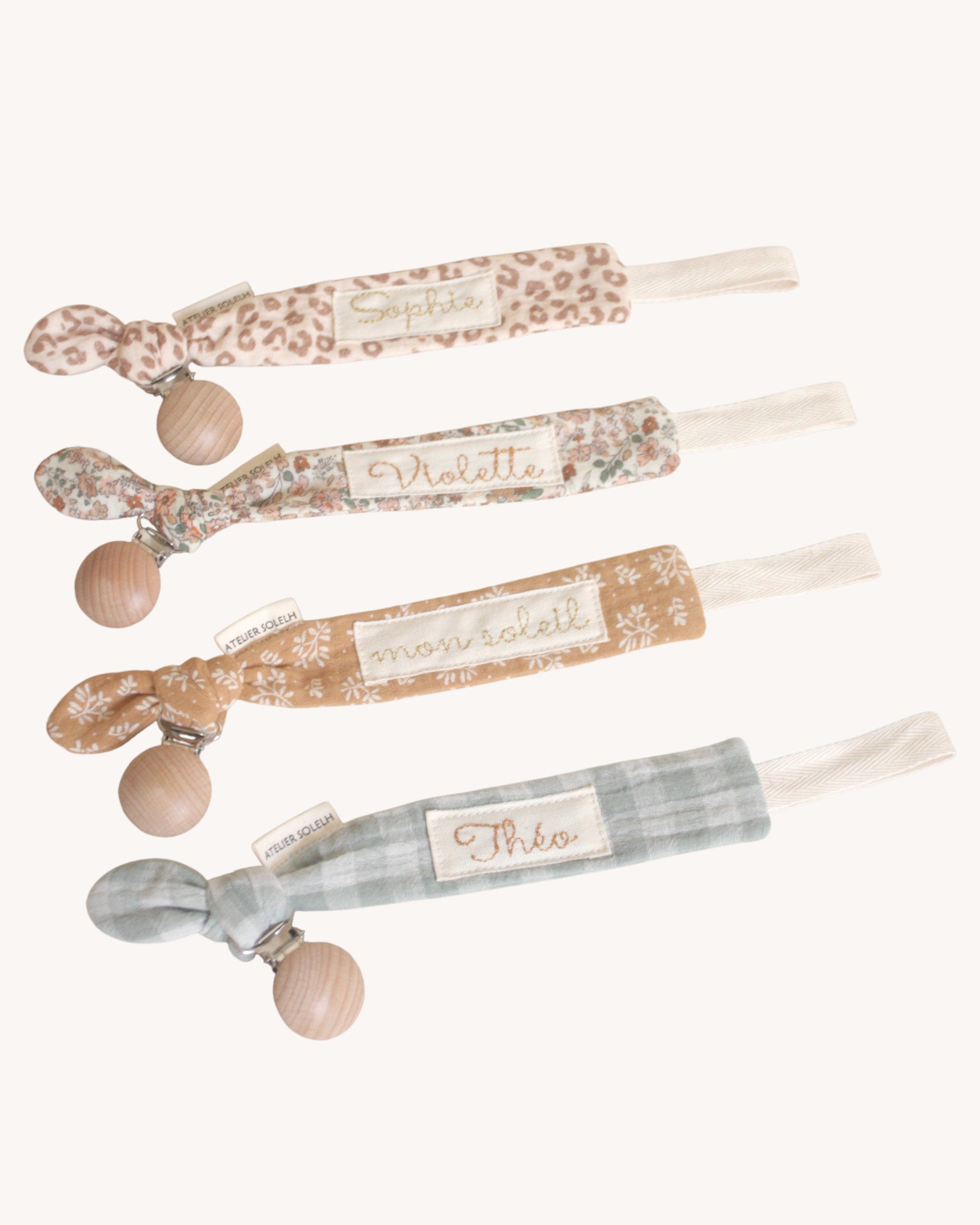 Attache-tétine personnalisé vichy vert