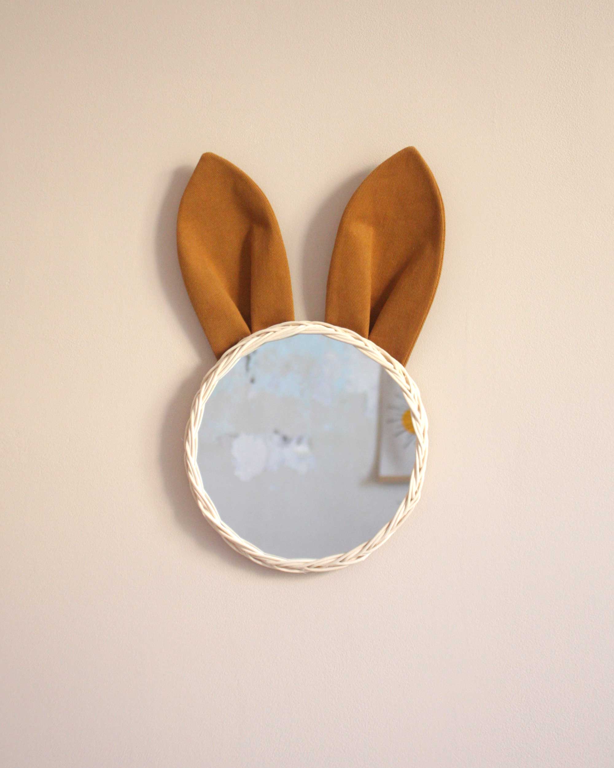 miroir rotin Lapin léopard 20 cm