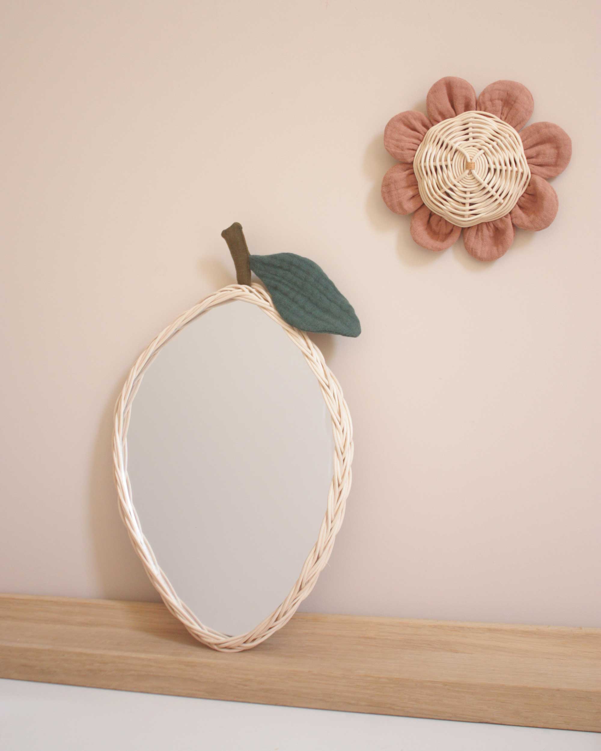 miroir rotin Citron