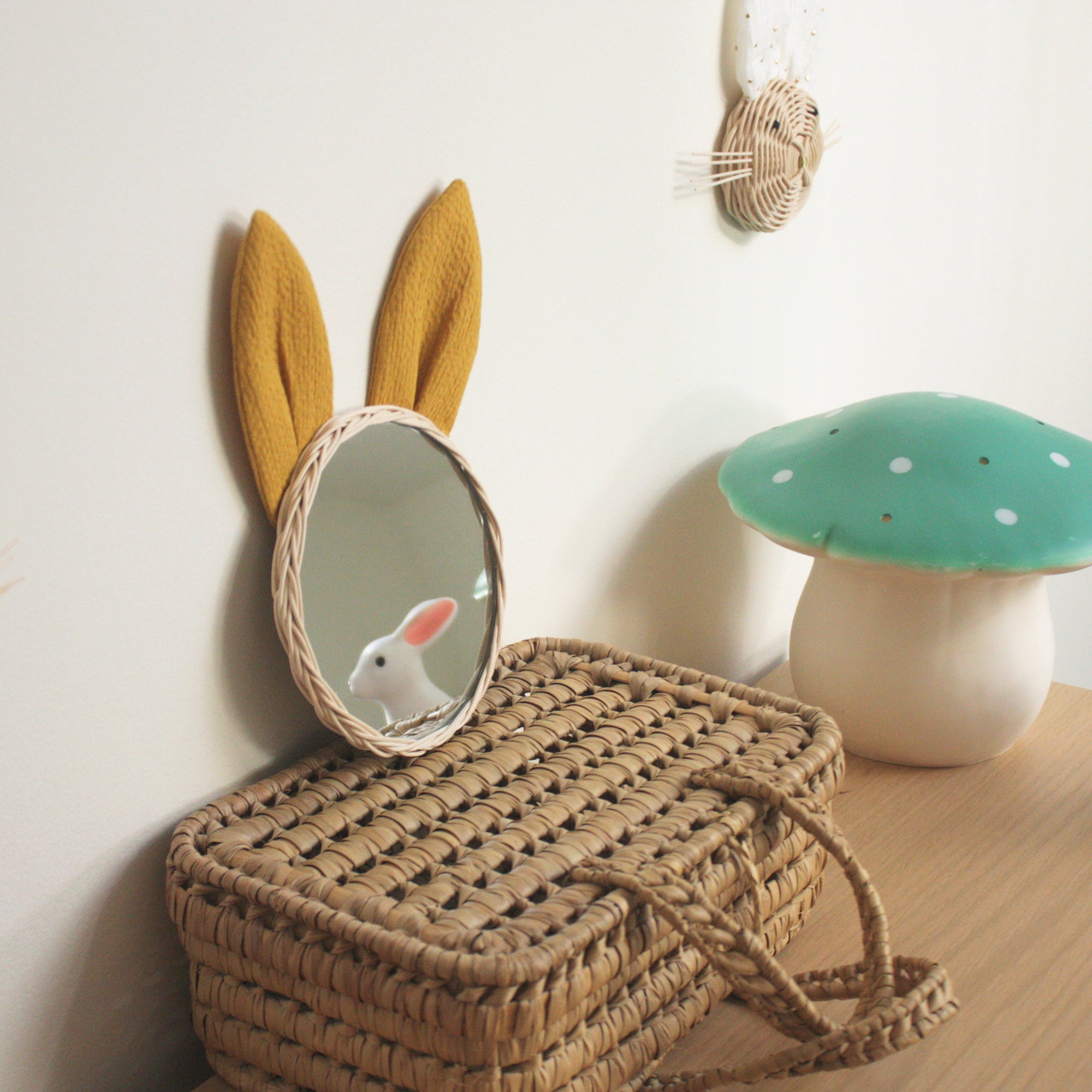 miroir rotin Lapin