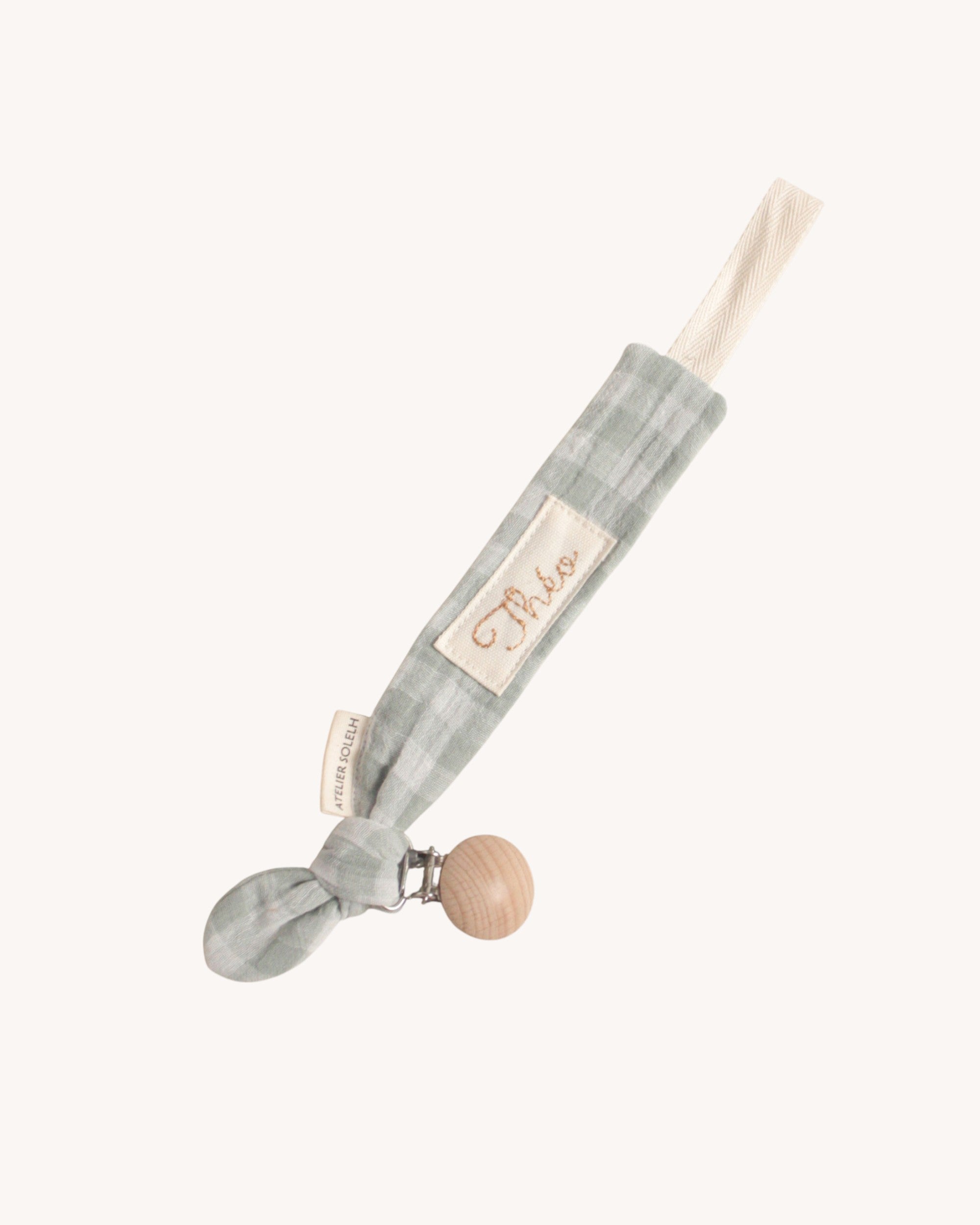 Attache-tétine personnalisé vichy vert