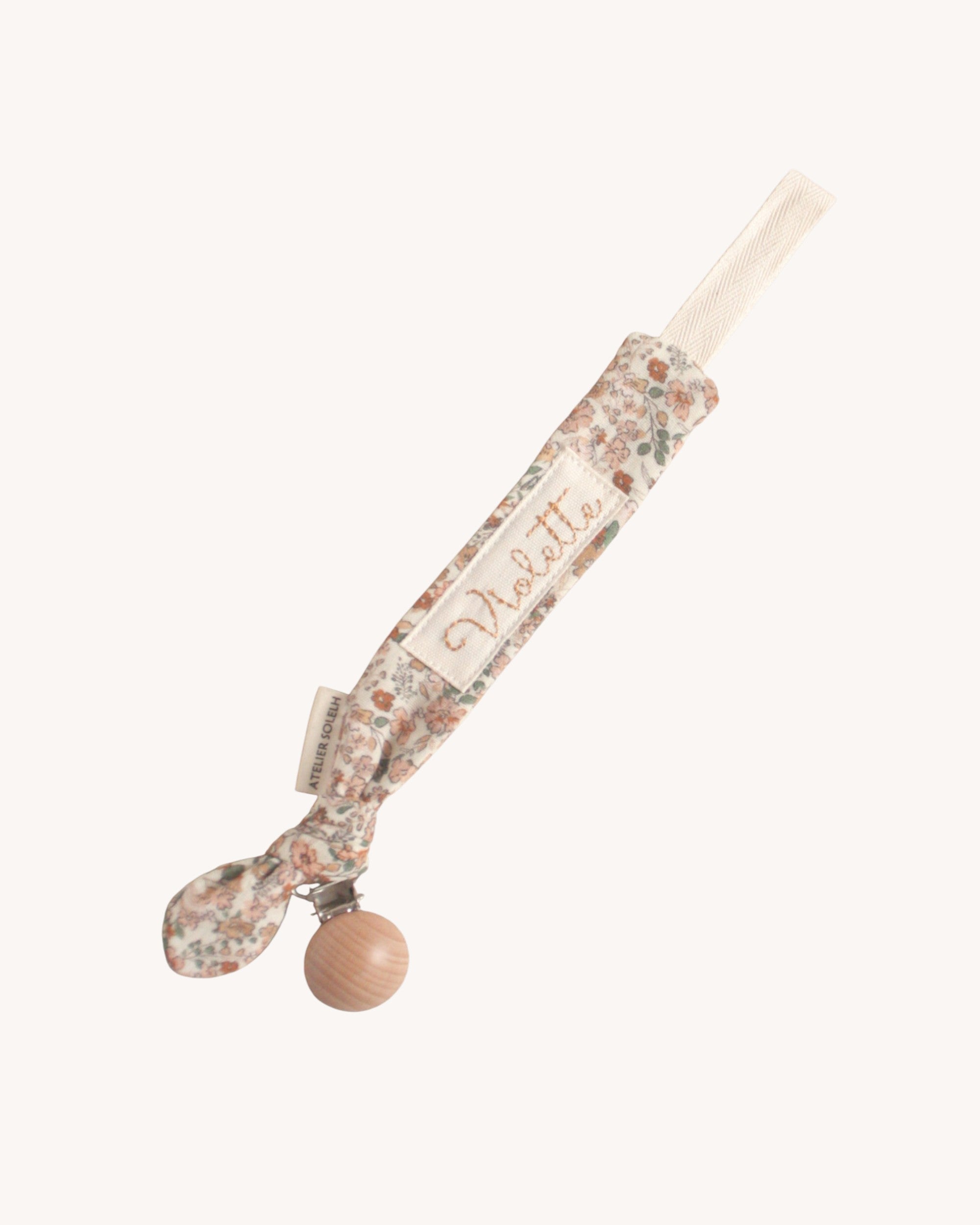 Attache-tétine personnalisé fleurs