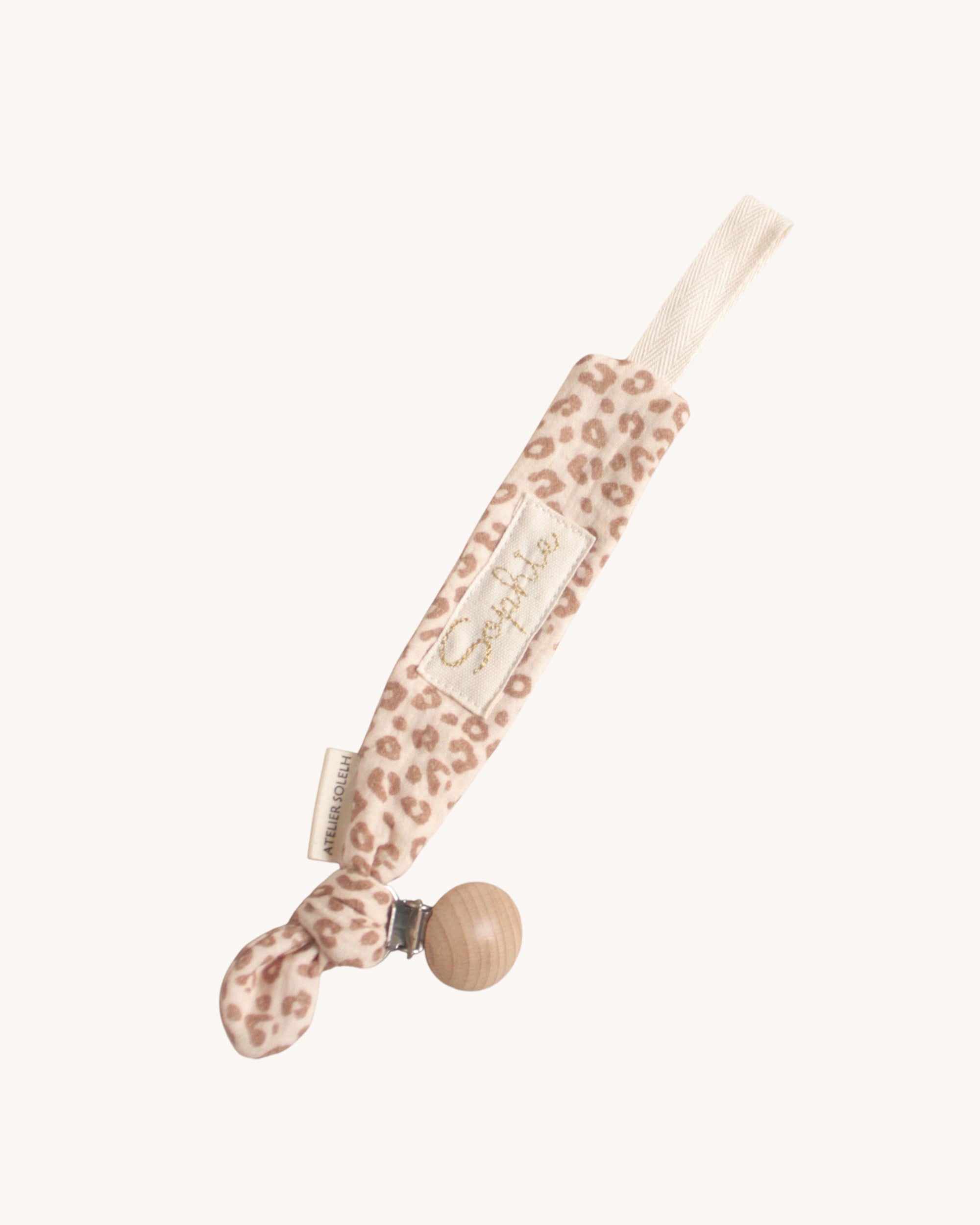 Attache-tétine personnalisé léopard