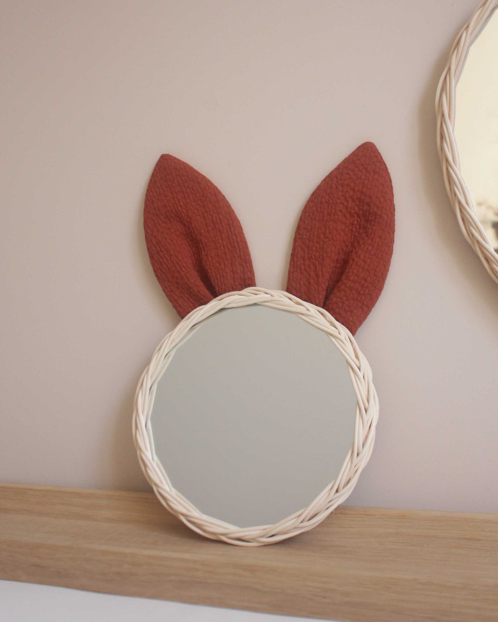 miroir rotin Lapin