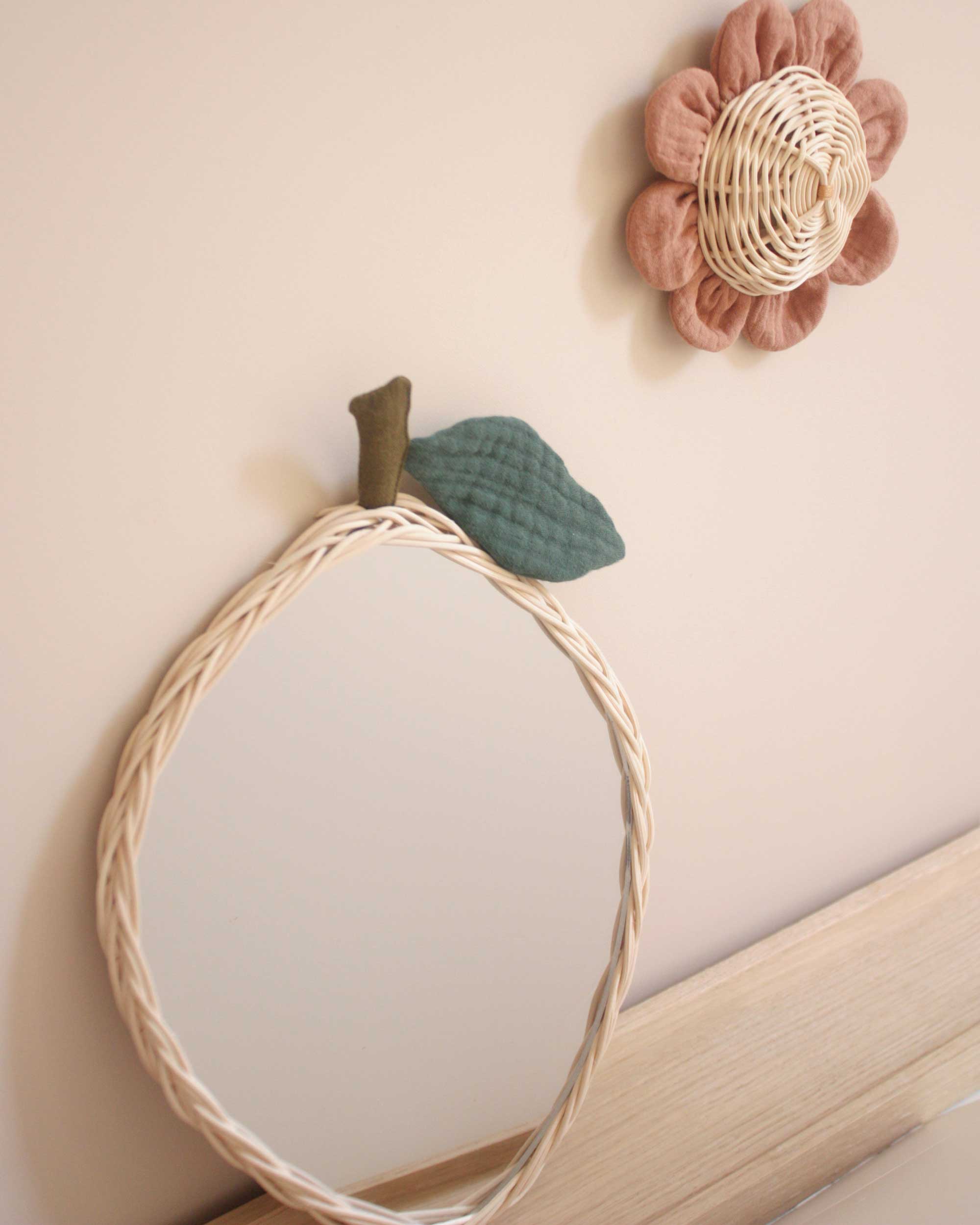 Lemon rattan mirror