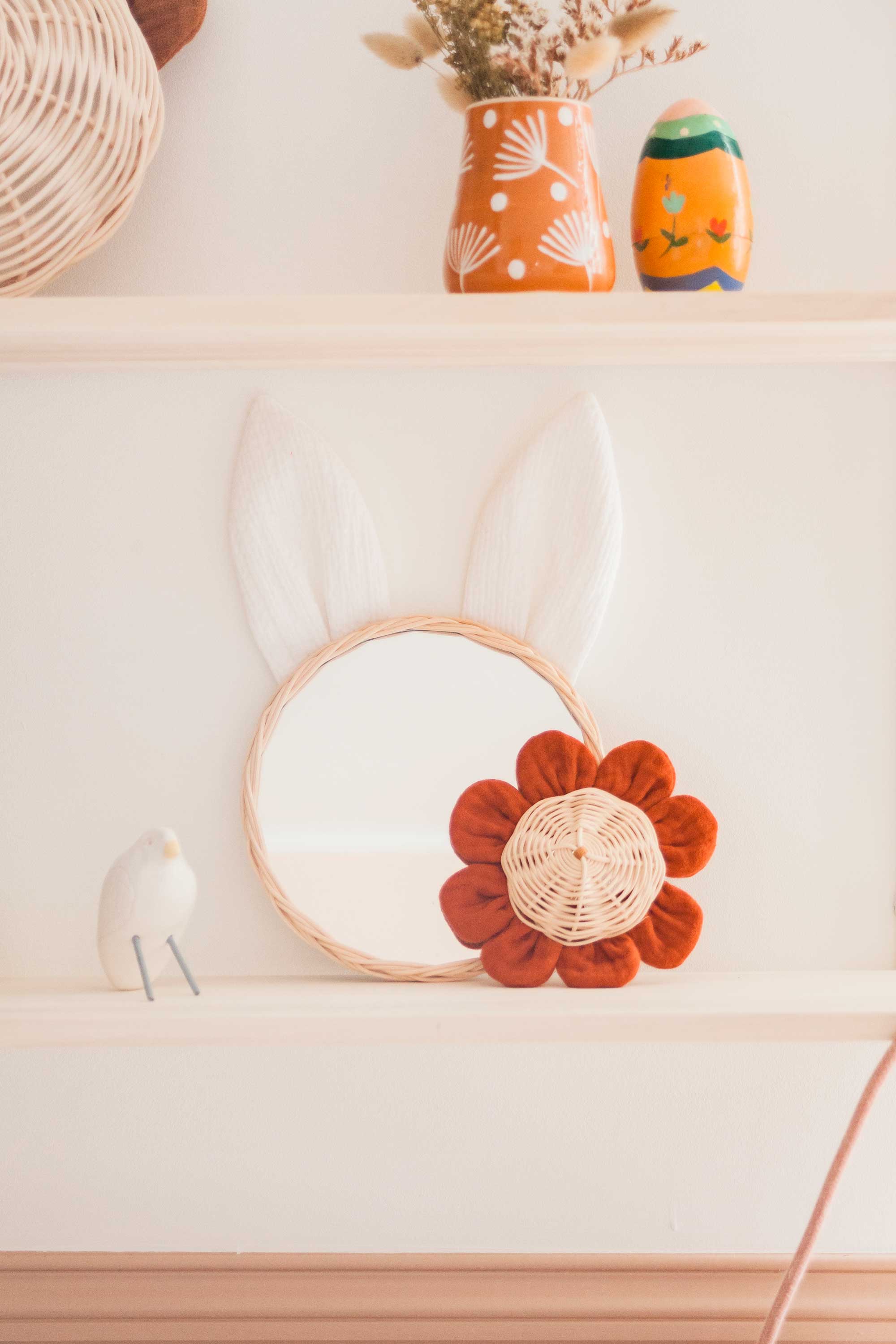 miroir rotin Lapin