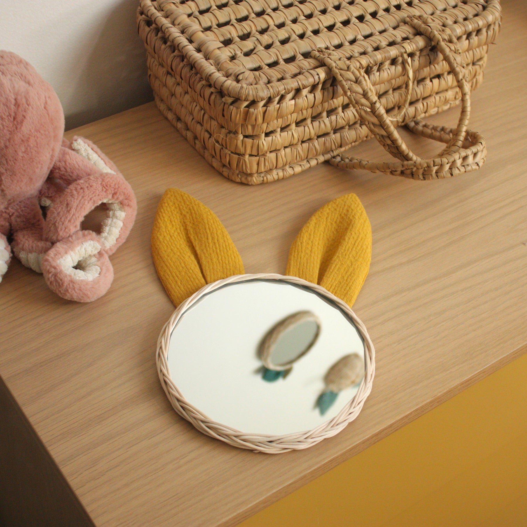 Rabbit rattan mirror